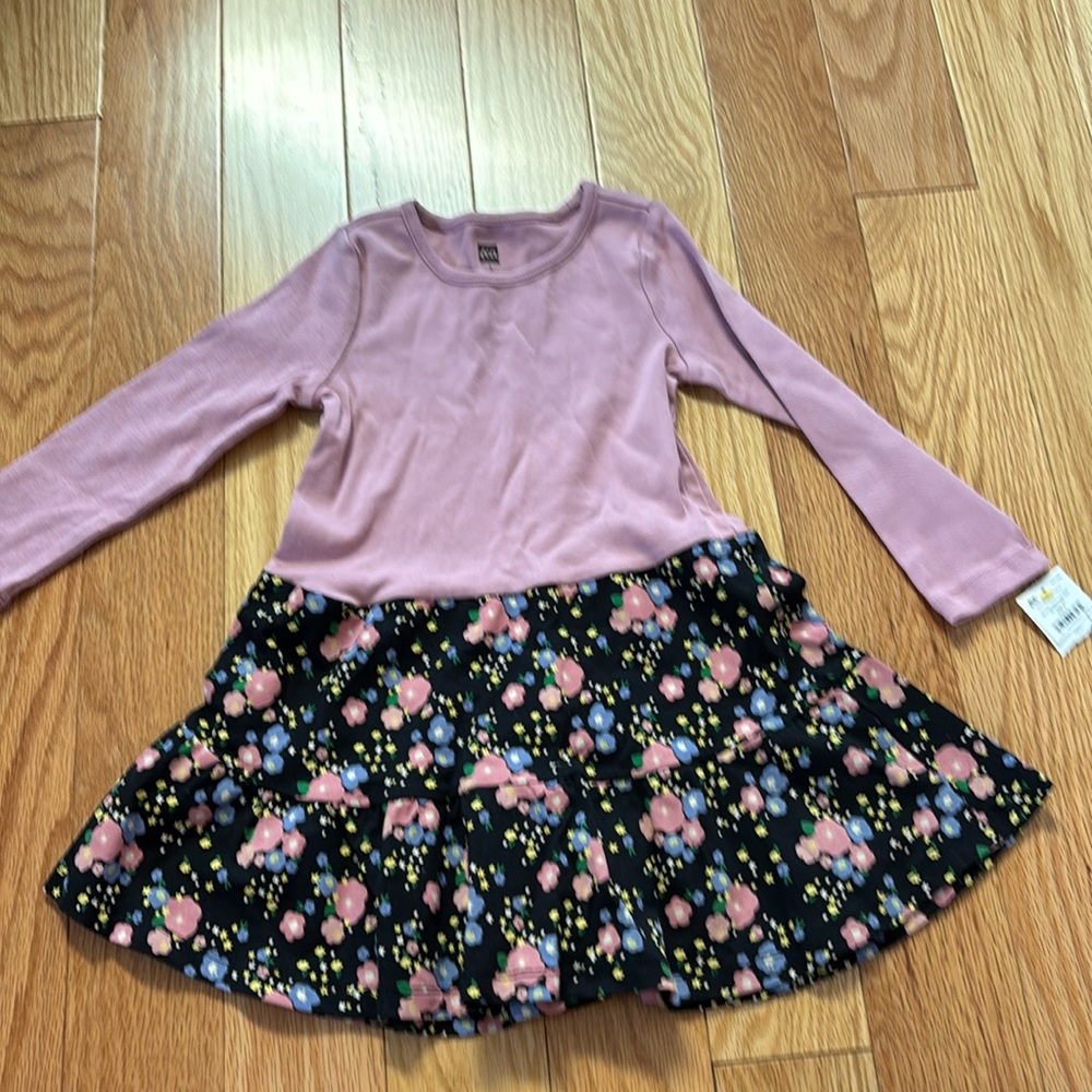 Girls purple with flowers long sleeve dress